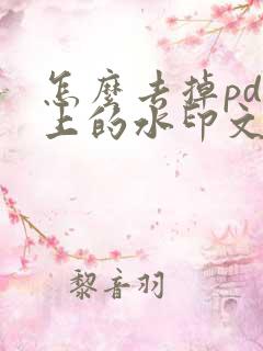 怎么去掉pdf上的水印文字