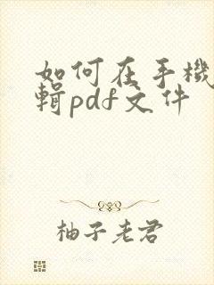 如何在手机上编辑pdf文件