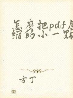 怎么把pdf压缩的小一点