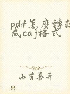 pdf怎么转换成caj格式