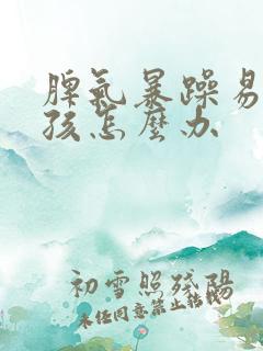 脾气暴躁易怒男孩怎么办