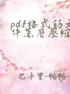 pdf格式的文件怎么压缩变小