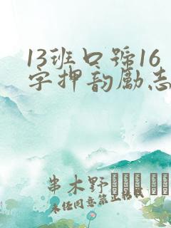 13班口号16字押韵励志