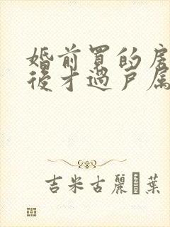 婚前买的房子婚后才过户属于夫妻共同财产吗