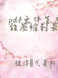pdf文件怎么能压缩到最小