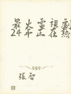 最火电视剧2024年正在热播的有哪些