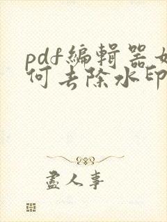 pdf编辑器如何去除水印