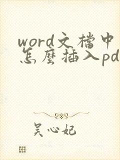 word文档中怎么插入pdf文件