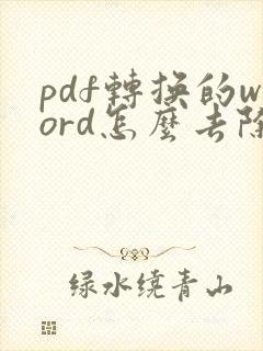 pdf转换的word怎么去除格式