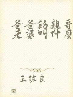 爸爸的亲哥哥的老婆叫什么称呼