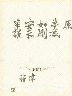 宁安如梦原著小说未删减