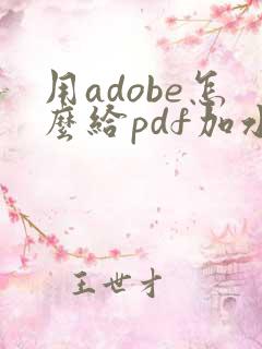 用adobe怎么给pdf加水印