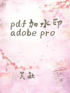 pdf加水印 adobe pro