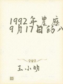 1992年农历9月17日的八字