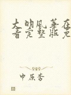 大明风华在线观看完整版免费