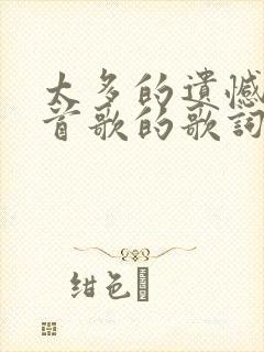太多的遗憾是哪首歌的歌词