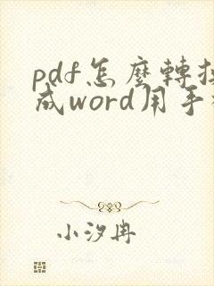 pdf怎么转换成word用手机