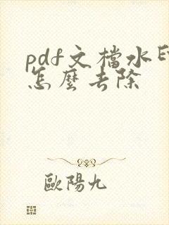 pdf文档水印怎么去除