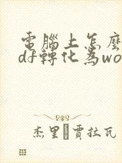 电脑上怎么将pdf转化为word