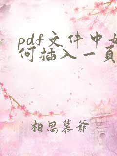 pdf文件中如何插入一页
