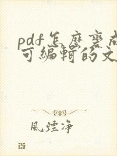 pdf怎么变成可编辑的文字