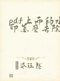 pdf上面的水印怎么去除