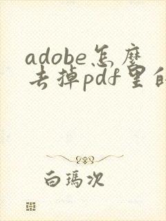 adobe怎么去掉pdf里的水印