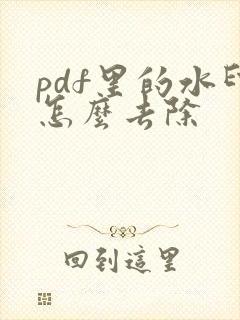 pdf里的水印怎么去除
