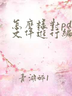 怎么样对pdf文件进行编辑