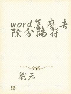 word怎么去除分隔符