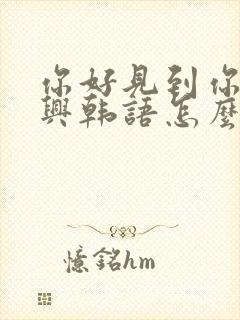 你好见到你很高兴韩语怎么说
