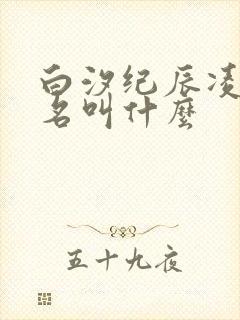 白汐纪辰凌小说名叫什么