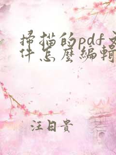 扫描的pdf文件怎么编辑修改