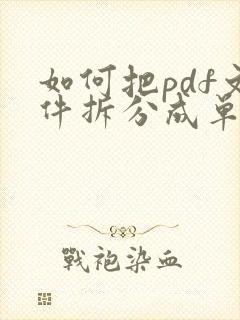 如何把pdf文件拆分成单页