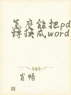怎么能把pdf转换成word