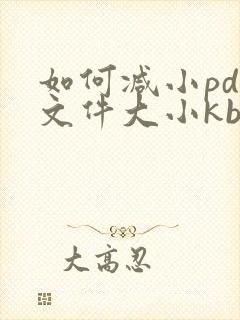 如何减小pdf文件大小kb