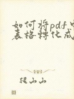 如何将pdf中表格转化成excel