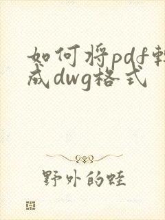 如何将pdf转成dwg格式
