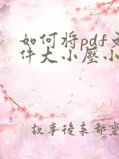 如何将pdf文件大小压小