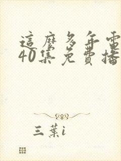这么多年电视剧40集免费播放