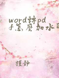 word转pdf怎么加水印