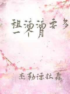 租滴滴要多少钱一个月