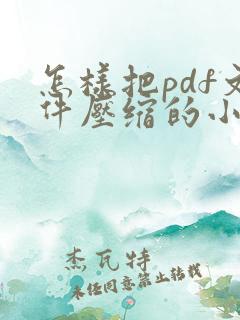 怎样把pdf文件压缩的小一点