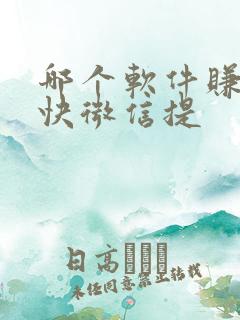 哪个软件赚钱最快微信提