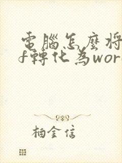 电脑怎么将pdf转化为word文档