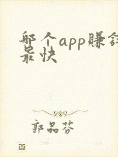 哪个app赚钱最快