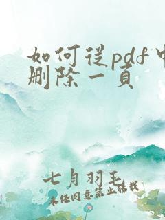 如何从pdf中删除一页