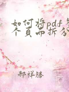 如何将pdf多个页面拆分
