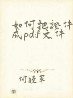 如何把证件扫描成pdf文件