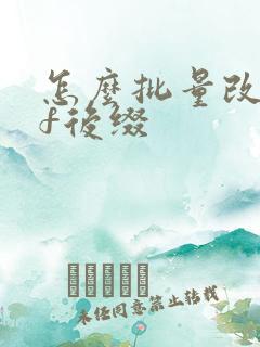 怎么批量改pdf后缀